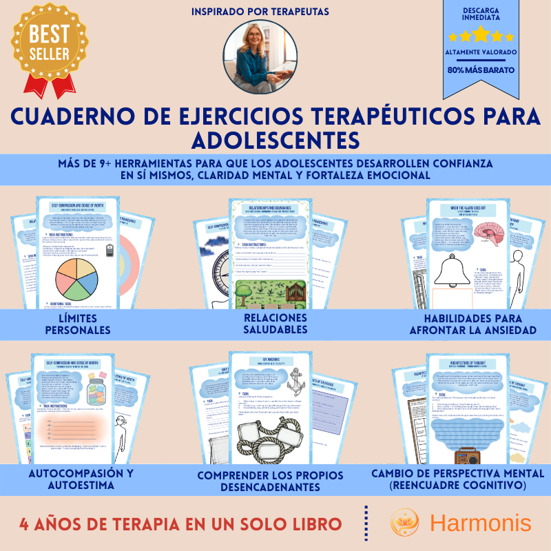 Cuaderno de Terapia para Adolescentes - Más De 8 Herramientas Aprobadas Por Terapeutas Para Desarrollar La Confianza, La Claridad Y La Fortaleza Emocional E Impulsar El Crecimiento De Tu Adolescente